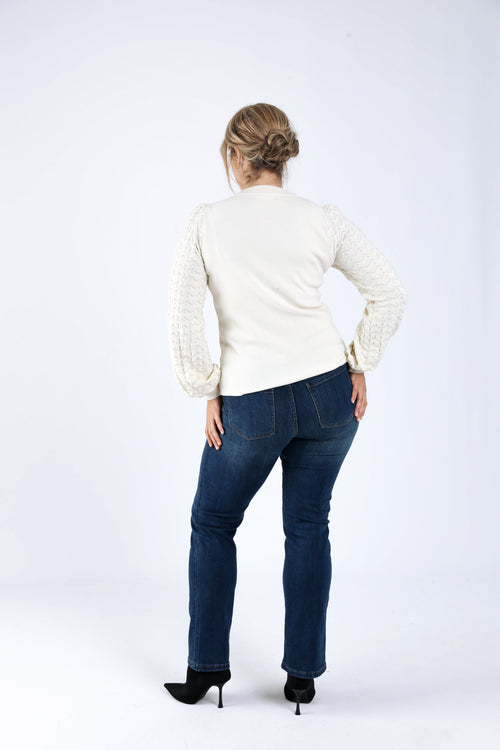 Pull uni avec manches chevrons-Paprika-1