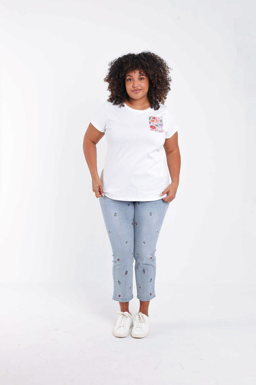 T-shirt en coton imprimé fleurs-Paprika-9