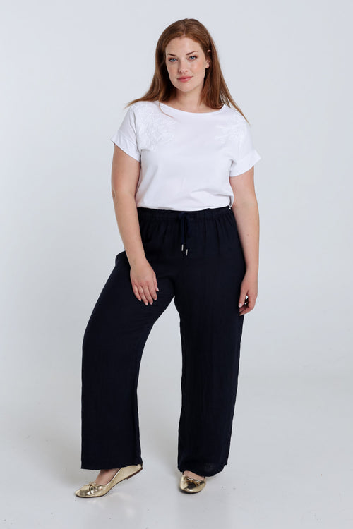 Pantalon en lin uni-Paprika-7