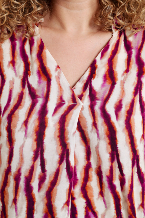 Blouse en viscose imprimé tie and dye-Paprika-6