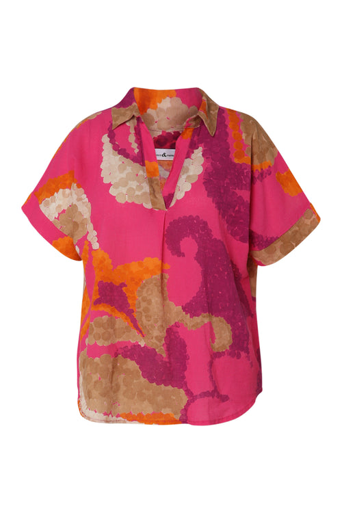 Blouse en coton imprimé floral-Paprika-10