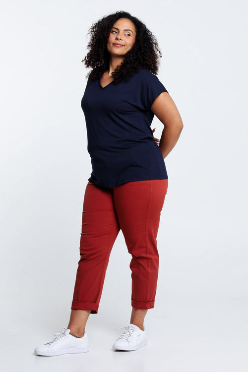T-shirt uni en viscose-Paprika-8