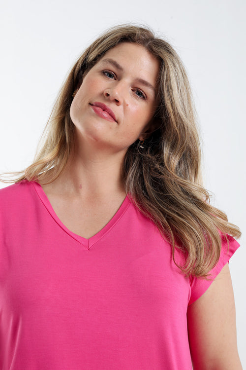 T-shirt uni en viscose-Paprika-3
