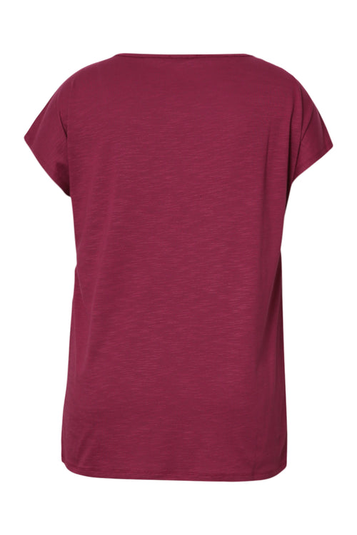 T-shirt en coton uni Enjoy en sequins-Paprika-11
