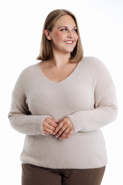 Pull avec alpaga uni-Paprika-1