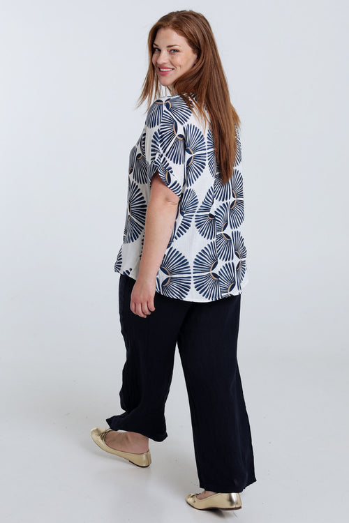 Blouse en viscose imprimé graphique bicolore-Paprika-7