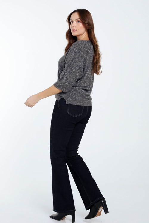 Pull uni avec lurex-Paprika-2