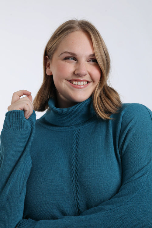 Pull tunique col roulé uni-Paprika-3