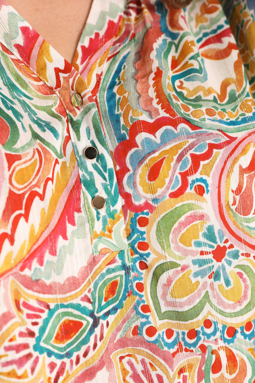 Blouse en viscose imprimé cachemire-Paprika-4