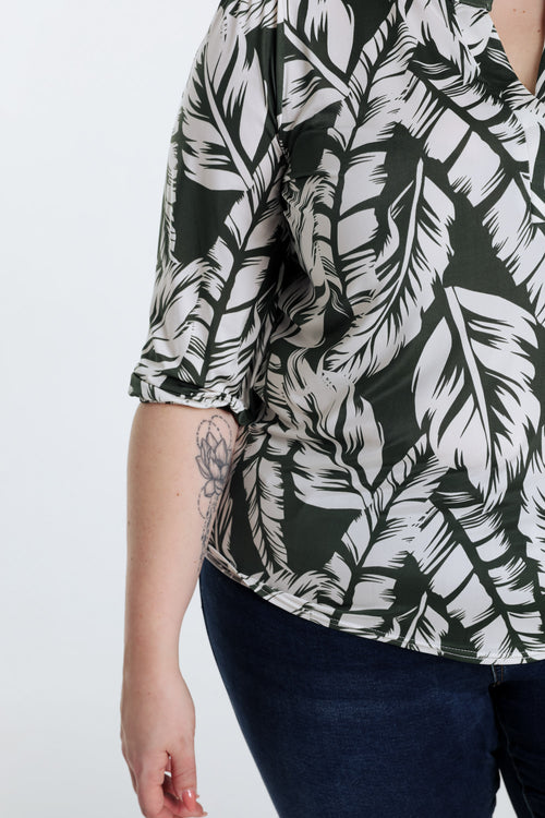 T-shirt imprimé feuilles-Paprika-6
