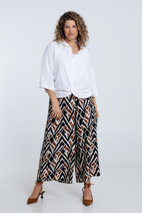 Chemise en lin unie avec noeud-Paprika-7