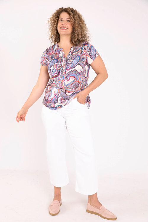 Blouse en viscose imprimé cachemire-Paprika-6