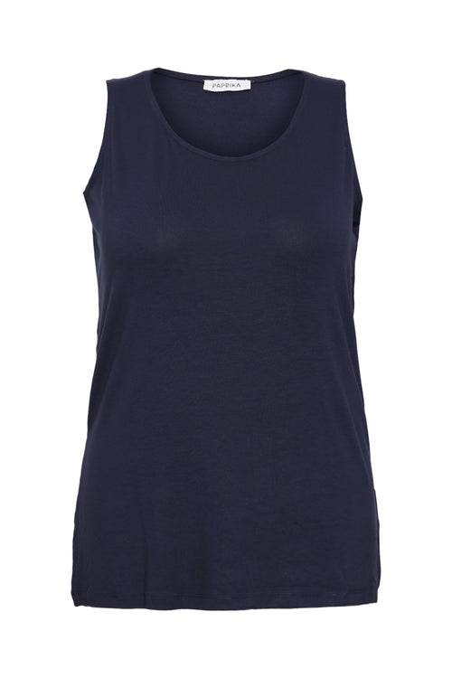 Débardeur uni en viscose-Paprika-1