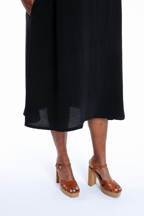 Robe longue unie avec dentelle-Paprika-4