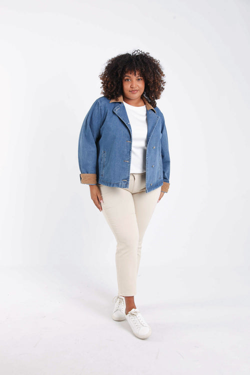 Veste en jeans avec velours-Paprika-8