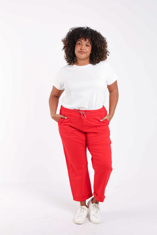 Chino en coton uni 7/8-Paprika-1