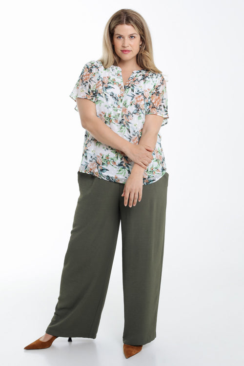 Blouse imprimé floral et plumetis-Paprika-8