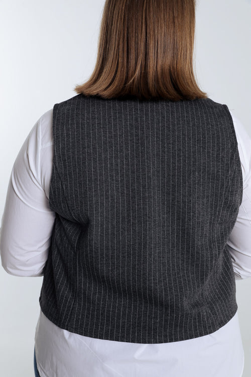Gilet de costume à rayures-Paprika-6