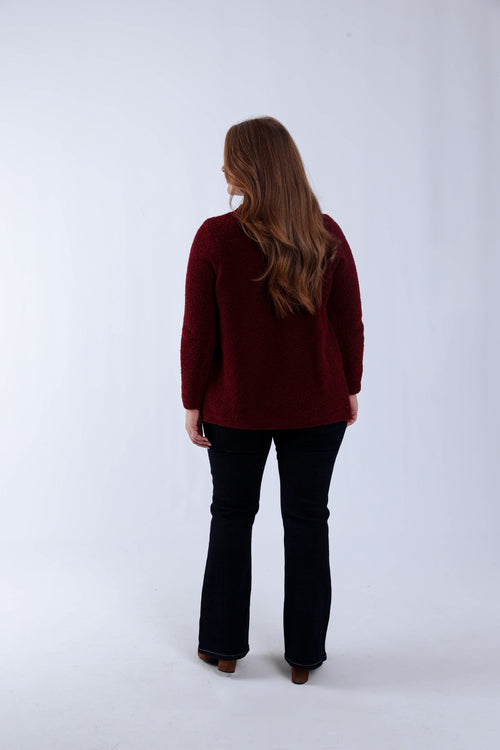 Gilet maille bouclette uni-Paprika-1