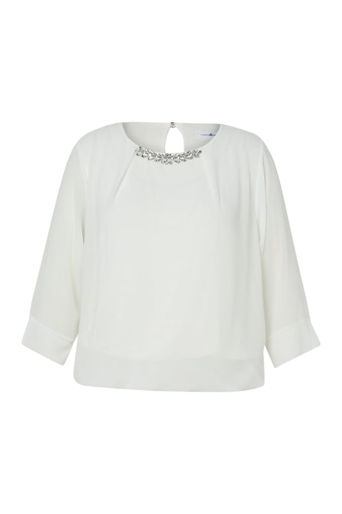 Blouse unie avec bijoux-Paprika-10