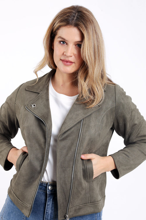 Veste perfecto effet suédine-Paprika-4