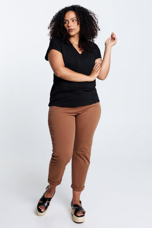 T-shirt uni en viscose-Paprika-7