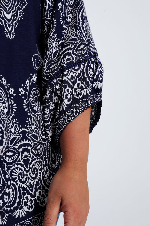 Blouse en viscose imprimé cachemire-Paprika-6