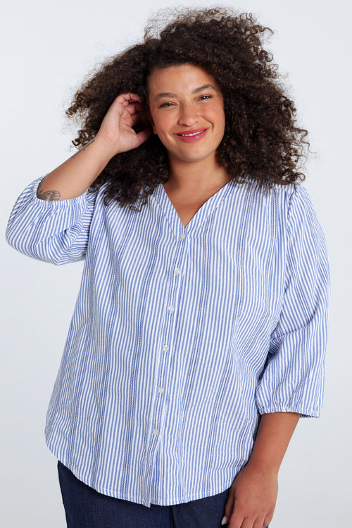 Blouse rayée en coton-Paprika-1