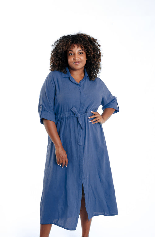 Robe en gaze de coton unie-Paprika-1