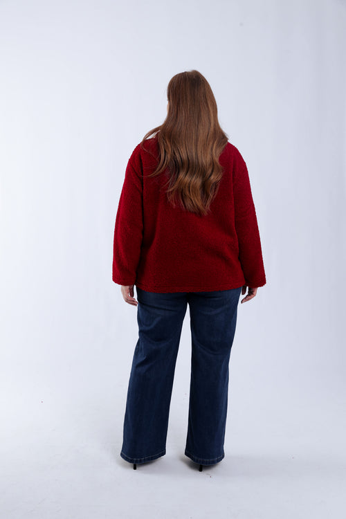 Manteau teddy uni-Paprika-1