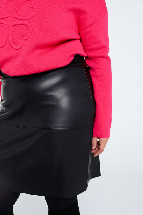 Jupe courte en faux cuir unie-Paprika-4