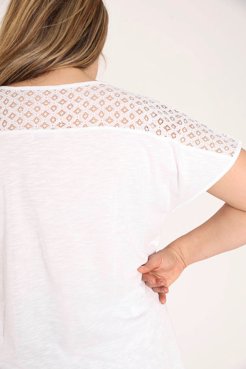 EXCLU SHEEGO - T-shirt en coton et viscose uni avec dentelle-Paprika-3