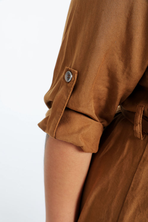 Robe tunique en tencel et lin-Paprika-6