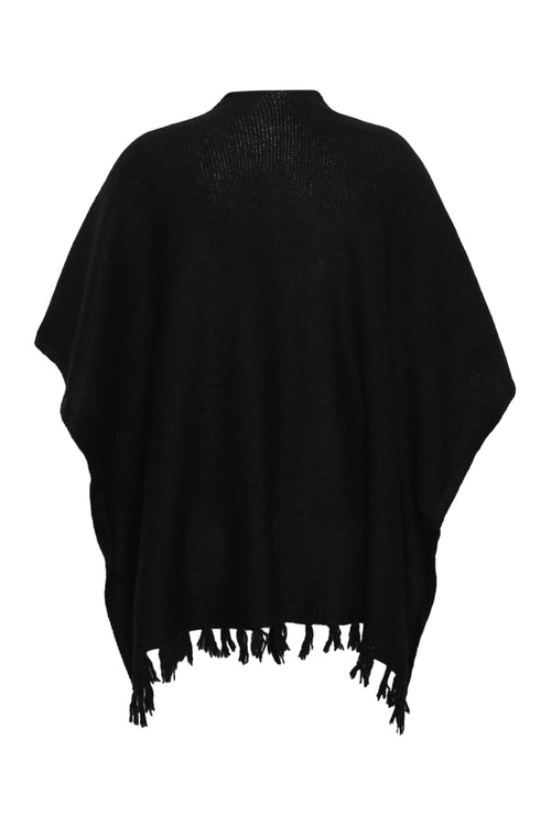 Poncho uni à franges-Paprika-1