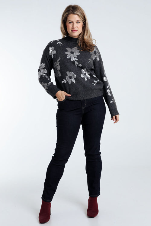 Pull avec fleurs en sequins-Paprika-9