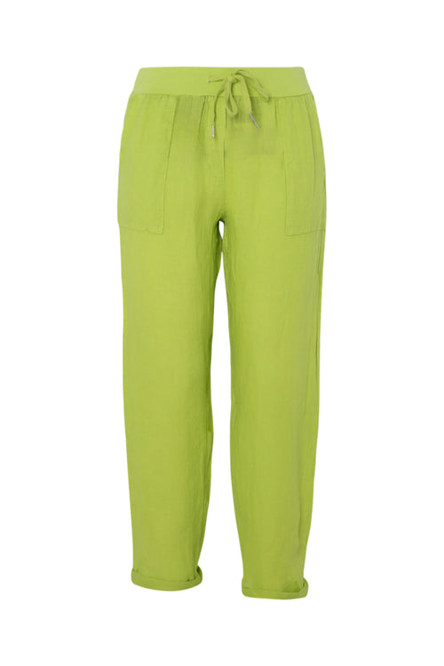 Pantalon 7/8 en lin uni-Paprika-10
