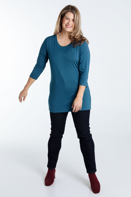 T-shirt basic uni en viscose-Paprika-7