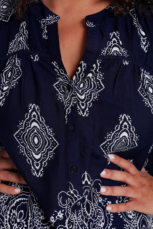 Blouse en viscose imprimé cachemire-Paprika-5