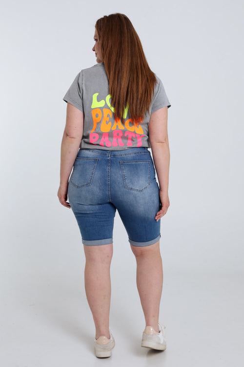 Bermuda en jeans en fibres recyclées-Paprika-2