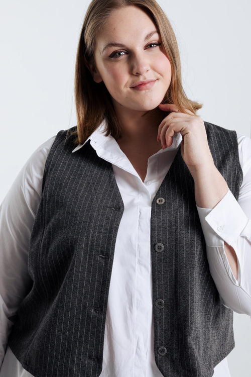 Gilet de costume à rayures-Paprika-3