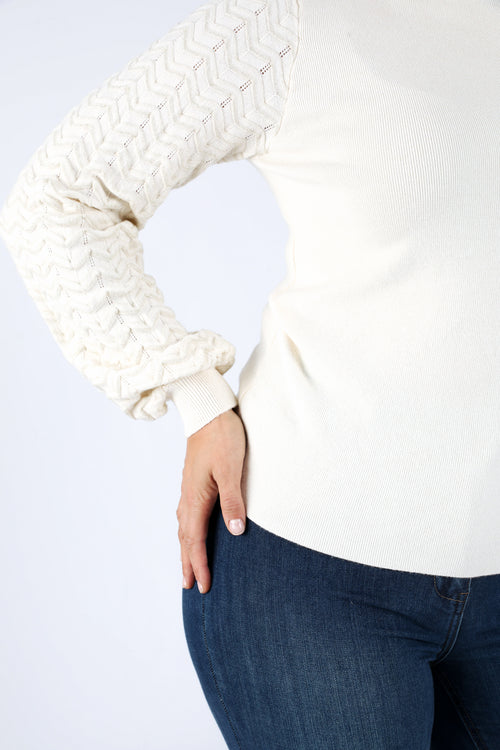 Pull uni avec manches chevrons-Paprika-1