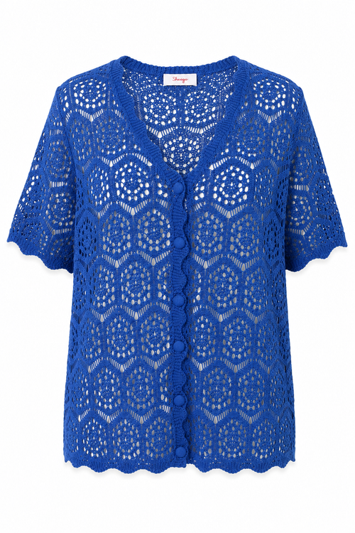 Gilet macramé en coton-Paprika-1