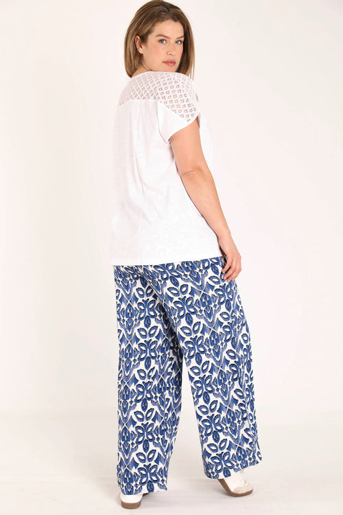 EXCLU SHEEGO - T-shirt en coton et viscose uni avec dentelle-Paprika-2