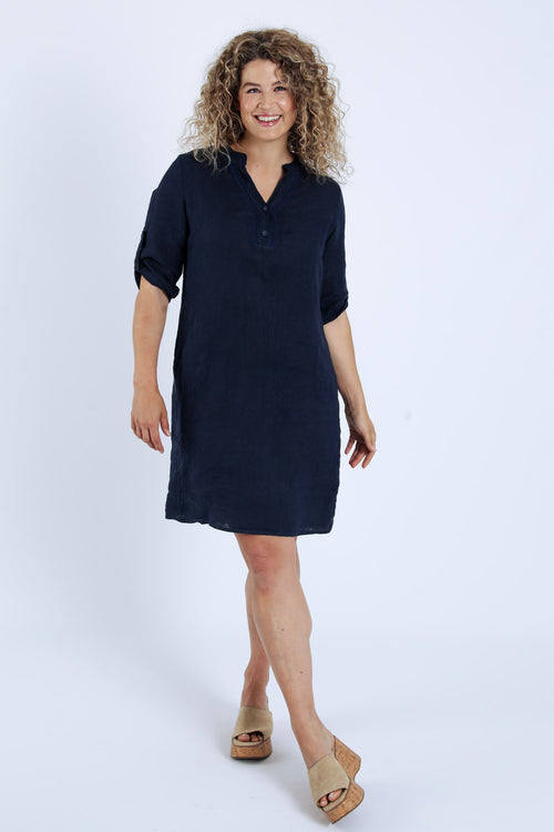 Robe tunique en lin unie-Paprika-8