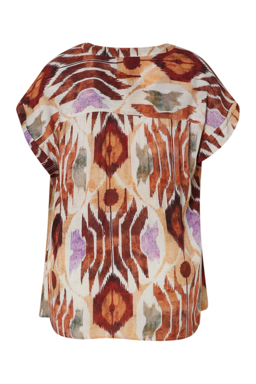Blouse en viscose imprimé Ethnique-Paprika-10