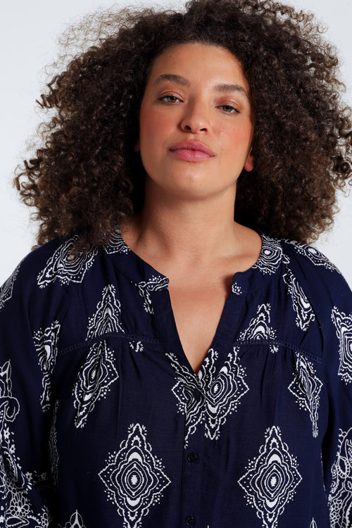 Blouse en viscose imprimé cachemire-Paprika-4
