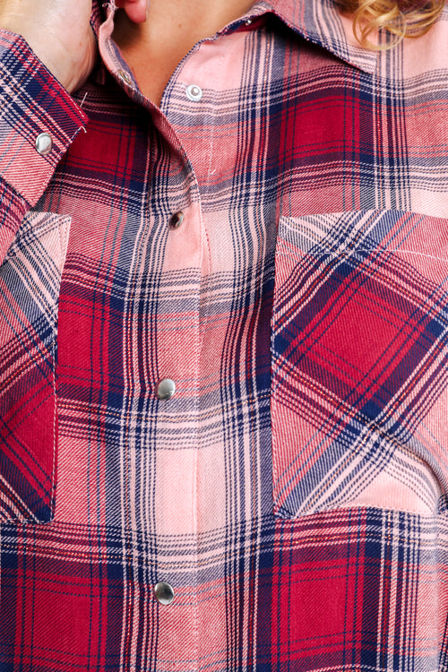Chemise en coton à carreaux avec lurex-Paprika-4