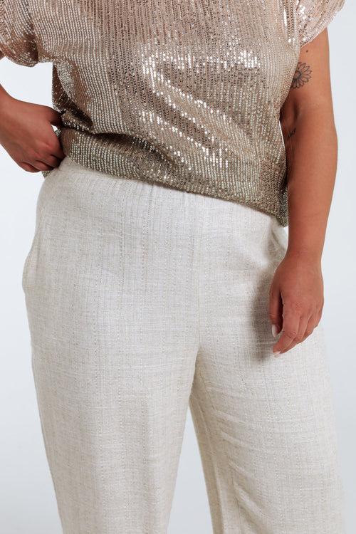 Pantalon en lin et viscose avec détail lurex-Paprika-5