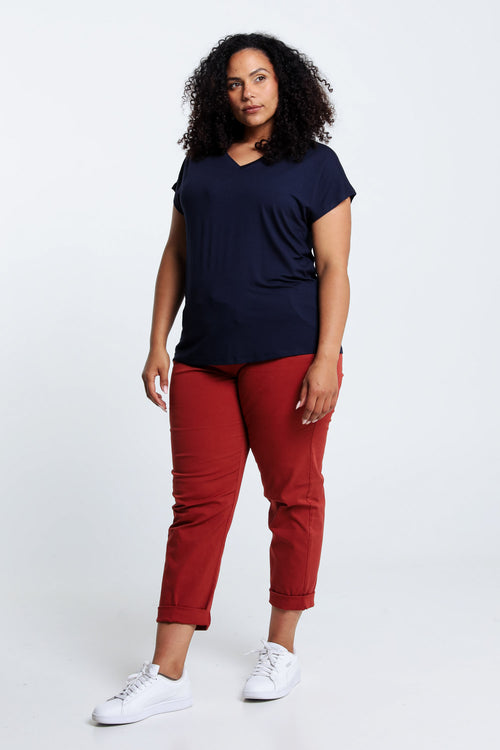 T-shirt uni en viscose-Paprika-7