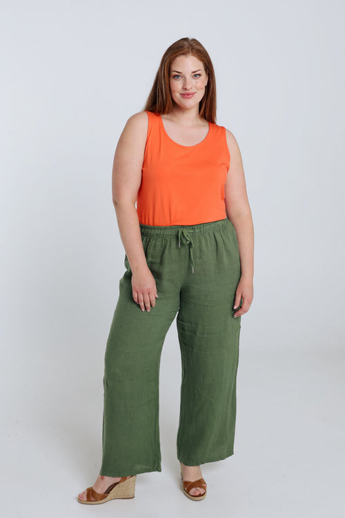 Pantalon en lin uni-Paprika-9